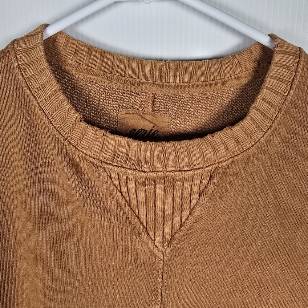 Aerie Down-To-Earth Oversized Sweatshirt In Burnt Orange Size XS Distressed - Picture 4 of 11